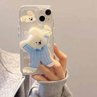 INS Pajamas Bear Phone Case for Iphone13pro Max Apple 12 Phone Case 11 Bracket X Cute Xrxsmax