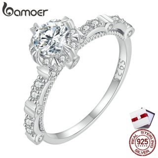 Bamoer แหวนเงิน 925 0.5ct เครื่องประดับแฟชั่น สไตล์คลาสสิก สําหรับผู้หญิง MSR023