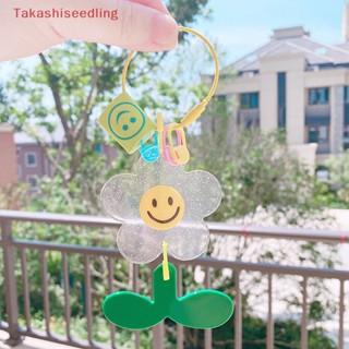 (Takashiseedling) Cute Sunflower Pendant Keychain Smiley Sun Flower Keyring For Women Bags Pendant