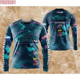 (Fuhui01) เสื้อกีฬาตกปลา Baju Pancing Salt Water Angler Edition | เสื้อผ้า ป้องกันรังสียูวี สําหรับตกปลา| Shimano