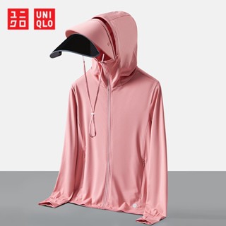 Uniqlo Airism เสื้อแจ็กเก็ต กันลม มีฮู้ด ป้องกันแดด แฟชั่นฤดูร้อน สําหรับผู้หญิง เดินป่า วิ่ง เข้ายิม