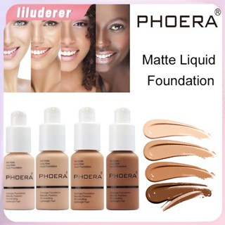 Phoera Face Foundation Base แต่งหน้า Matte Oil Control คอนซีลเลอร์ Full Coverage Liquid Foundation Cream เครื่องสำอาง30Ml HO