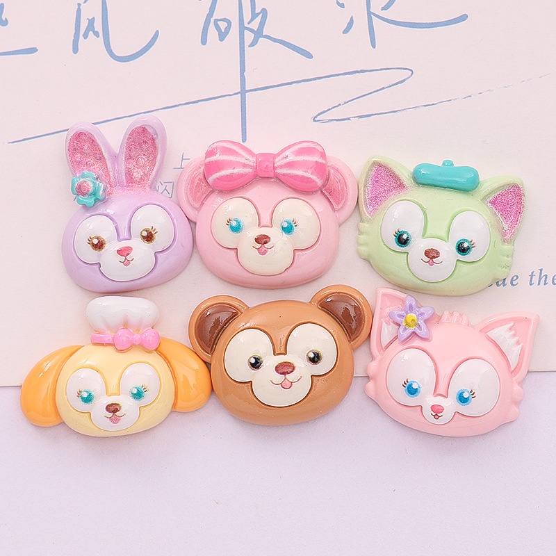 แผ่นกาวเรซิ่น รูปการ์ตูนกระต่าย หมีน้อยน่ารัก แฮนด์เมด DIY สําหรับทําเครื่องประดับ กิ๊บติดผม ติดเคสโทรศัพท์