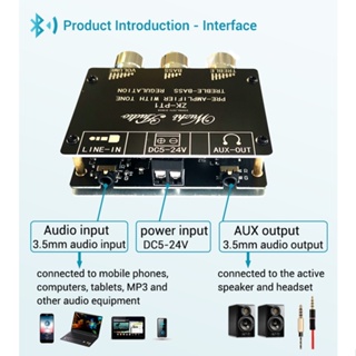 Pt1 บอร์ดรับสัญญาณเสียงสเตอริโอ บลูทูธ 5.0 ควบคุมระดับเสียงเบส สําหรับเครื่องขยายเสียง