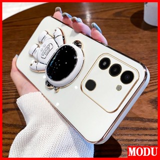 Modu เคสโทรศัพท์มือถือชุบไฟฟ้า ขอบตรง ทรงสี่เหลี่ยม ลายนักบินอวกาศ 6D หรูหรา สําหรับ Redmi Note 12 4G PRO 5G 12 Turbo 12S 11 11S 12 PRO PLUS Xiaomi POCO X5 X5 PRO