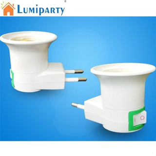 Lumiparty อะแดปเตอร์ซ็อกเก็ตหลอดไฟ LED เป็น E27 ปลั๊ก EU พร้อมสวิตช์