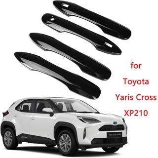 สติกเกอร์ติดมือจับประตูรถยนต์ สีดํามันวาว สําหรับ Toyota Yaris Cross Hybrid 2022 2023 XP210 2021 2020 4 ชิ้น