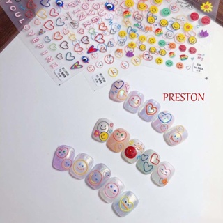 Preston สติ๊กเกอร์ลายการ์ตูนหน้ายิ้ม 5D สําหรับตกแต่งเล็บ