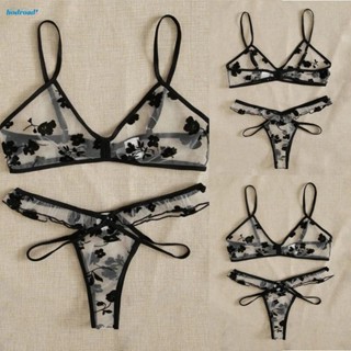 【HODRD】Bra Set Set Lace Lingerie Sets Sexy Sleepwear Thong Underwear Embroidery【Fashion】