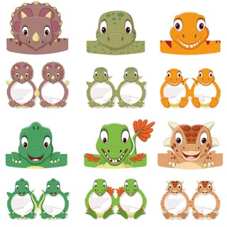 6pcs Lightweight Cartoon For Kids Lovely Funny Glasses Summer Halloween Dinosaur Comfortable To Wear Birthday Party Hats