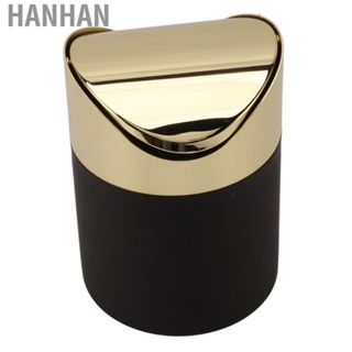 Hanhan Mini Desktop Trash Can With Gold Lid Modern Clamshell Stainless Steel