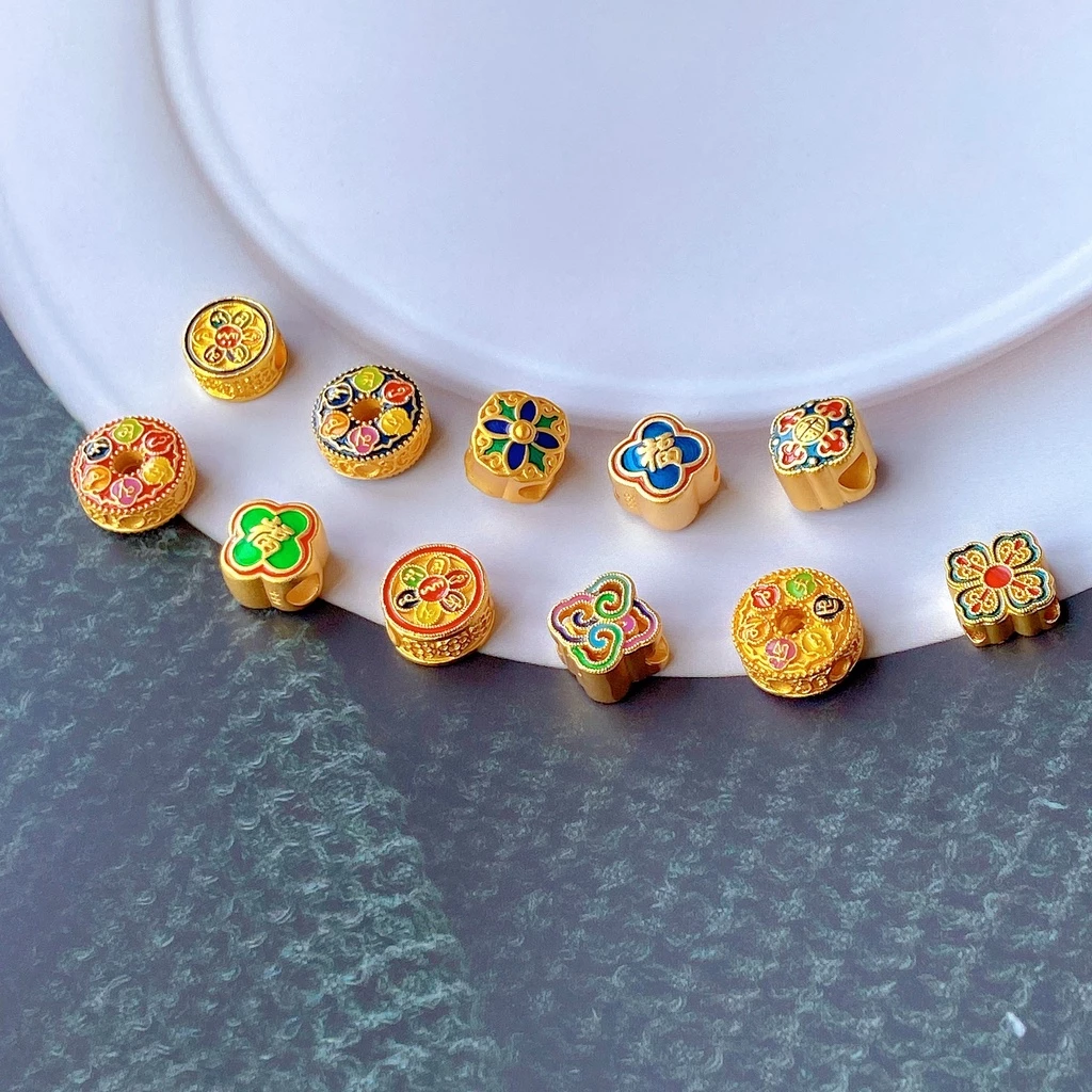 สร้อยข้อมือลูกปัดขนาดใหญ่สไตล์โบราณ สีทอง thumbnail 4