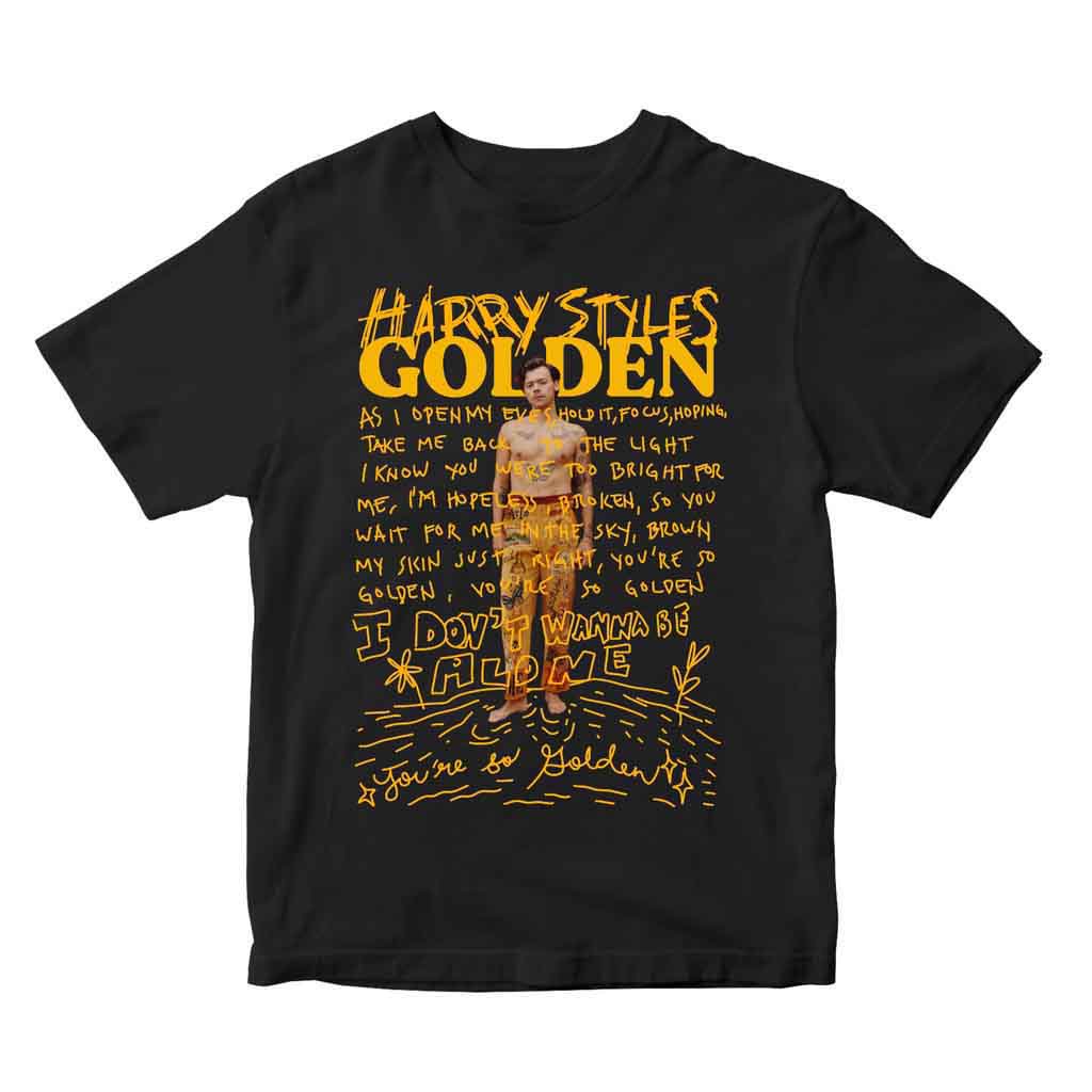 Harry STYLES SHIRT - GOLDEN HAND DRAWN LYRICS.- PRINT ZONE PH