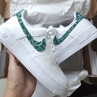 Onhand Air Force 1 Low "Green Paisley" รองเท้ากีฬาลําลอง พื้นหนา สําหรับทุกเพศ LWQO