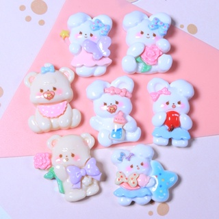 10 ชิ้น น่ารัก ผงบลัชเชอร์ กระต่าย เรซิน ด้านหลังแบน สําหรับ DIY เคสโทรศัพท์ กิ๊บติดผม เรซิน อุปกรณ์ DIY