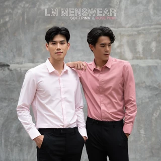 เสื้อเชิ้ตคุณภาพ คอปก 2 แบบ (ซ่อนกระดุม / โชว์กระดุม) สีชมพูอ่อน (Soft Pink) ชมพูกุหลาบ (Rose Pink) สีแดง (Red) สีเลื...