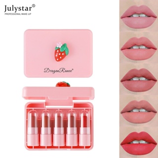 JULYSTAR 5 Pcs/set Carrot Velvet Matte Lip Mini Lipstick Easy To Use Cute Portable Lipstic