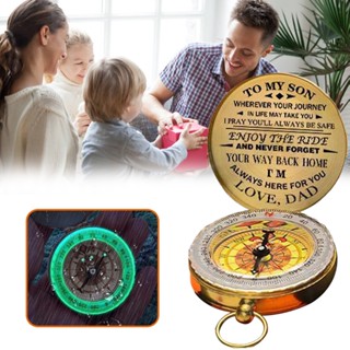 [herebuy] เข็มทิศเรืองแสง Dad To Son Enjoy The Ride Gift สําหรับตั้งแคมป์กลางแจ้ง