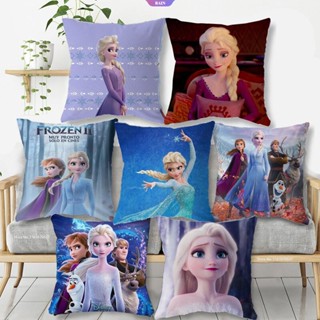 ใหม่ ปลอกหมอนอิงโซฟา ผ้ากํามะหยี่ขนนิ่ม พิมพ์ลายการ์ตูน Frozen Elsa Anna Olaf ขนาด 45x45 ซม. [RAIN]