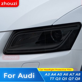 สติกเกอร์ฟิล์ม TPU ป้องกันไฟหน้ารถยนต์ สีดําควัน สําหรับ Audi A3 RS3 S4 B9 A5 A6 S6 C8 A7 A8 D4 TT TTS Q3 Q5 Q7 Q8 RSQ8