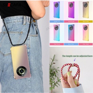 เคสโทรศัพท์มือถือแบบนิ่ม โปร่งแสง กันกระแทก พร้อมสายสะพาย และสายคล้องคอ ไล่โทนสี สําหรับ OPPO Realme 11 Pro Plus 10s Realme10 10 Pro+