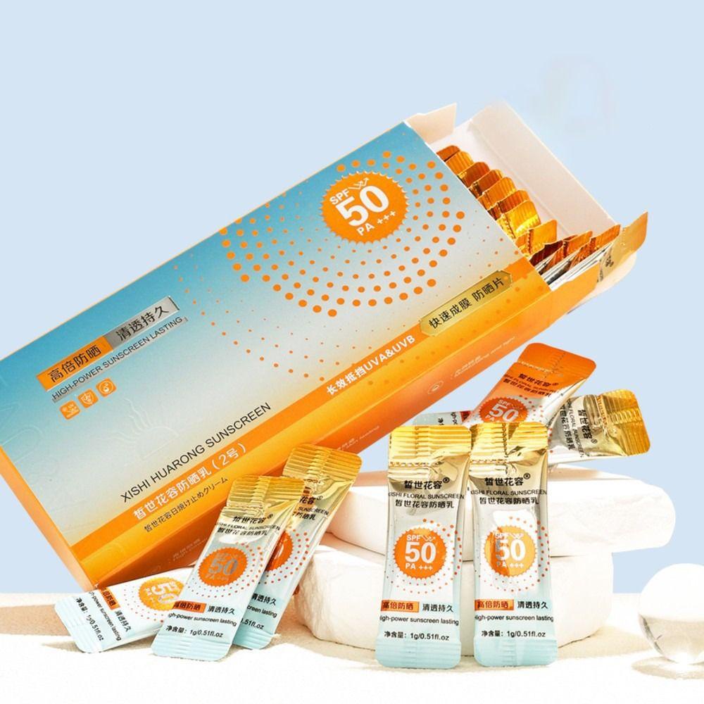 Edonlands ครีมกันแดด Xishi Huarong, Moist Spf 50+ ครีมกันแดดป้องกันแสงแดดซุปเปอร์, อิมัลชั่นเรียบ 50 ชิ้น ครีมกันแดดให้ความชุ่มชื้น Body Sun