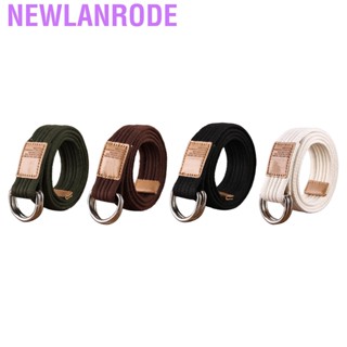 Newlanrode Canvas Web Belt Double D Ring 115cm Length Fully Adjustable Pure Color Quick Release Trouser for Teenager