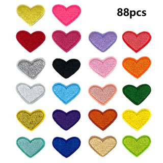 88pcs Clothing Cute Practical DIY Jeans Heart Shaped Repairing Jackets Embroidered Anti Fade Backpacks Iron On Patches