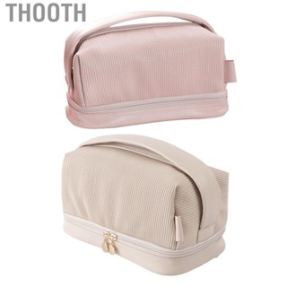 Thooth Travel Cosmetic Bags  Makeup Bag Easy To Clean PU Leather Double Layer Versatile Practical for Going Out Shopping