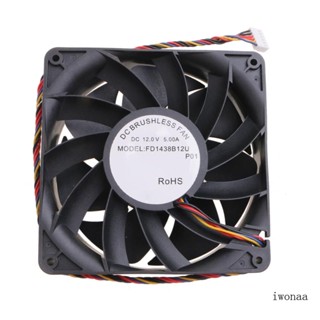 Iwo FD1438B12U พัดลมระบายความร้อน เสียงเงียบ พลังงานสูง 6 Pin 140x140x38 มม. 6000rpm สําหรับ DC 12V 43