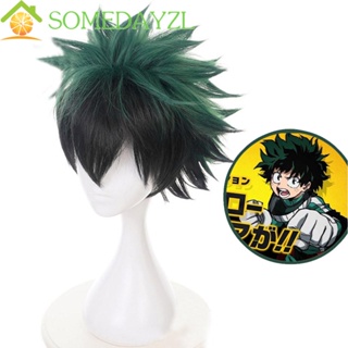 SOMEDAYZL วิกผมสั้น ทนความร้อน ลายการ์ตูนอนิเมะ My Hero Academia สีดํา และสีเขียว สําหรับผู้หญิง