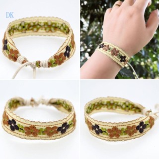 Dk Boho สตรอเบอร์รี่ ดอกไม้ ปัก สร้อยข้อมือ แฮนด์เมด ถัก สร้อยข้อมือ มิตรภาพ ห่อ สร้อยข้อมือ ด้ายทอ สายรัดข้อมือ