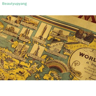 [Beautyupyang] โปสเตอร์กระดาษคราฟท์ ลายแผนที่โลก สไตล์วินเทจ ขนาดใหญ่ 78X57 ซม. สําหรับตกแต่งผนังบ้าน คาเฟ่