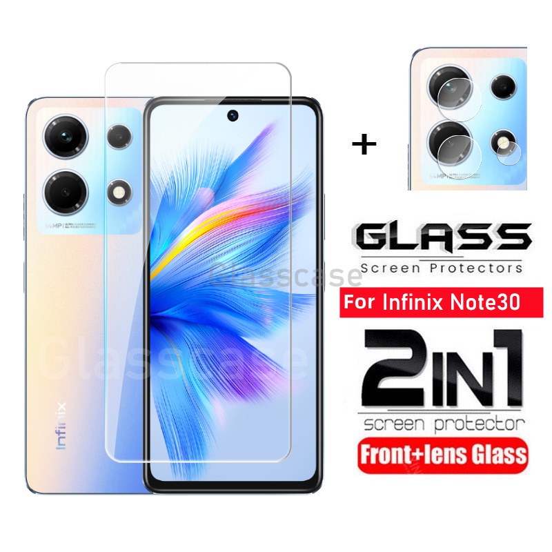 2 In 1 ฟิล์มกระจกนิรภัยกันรอยหน้าจอ 9H HD ป้องกันเลนส์กล้อง ด้านหลัง สําหรับ Infinix Note 30 VIP Pro