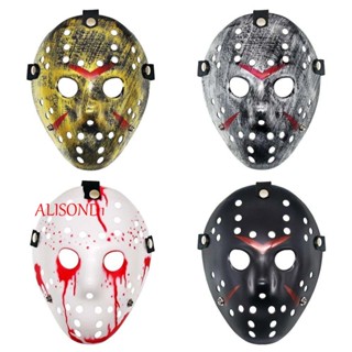 ALISOND1 หน้ากากฮอกกี้ หน้ากากน่ากลัว พลาสติก อุปกรณ์ประกอบฉากปาร์ตี้ Jason Voorhees หน้ากากตกแต่ง หน้ากากฮาโลวีน