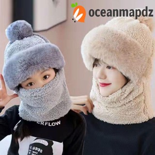 OCEANMAPDZ หมวกฮู้ด ผ้ากํามะหยี่ขนนิ่ม กันลม ให้ความอบอุ่น สีพื้น สําหรับกลางแจ้ง