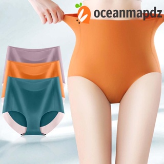 OCEANMAPDZ กางเกงชั้นใน เอวสูง ระบายอากาศ สีพื้น สําหรับผู้หญิง