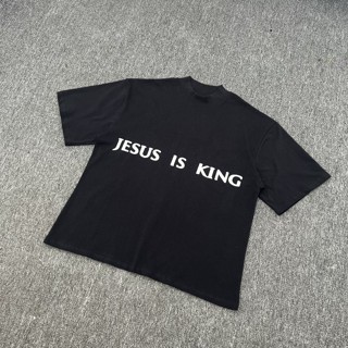 พร้อมส่ง เสื้อยืดคอกลม แขนสั้น ผ้าฝ้าย พิมพ์ลาย Jesus Is King Puff ทรงหลวม ขนาดใหญ่ สไตล์ฮิปฮอป แฟชั่นฤดูร้อน สําหรับผู้ชาย และผู้หญิง