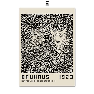 Bauhaus โปสเตอร์ภาพวาดผ้าใบ ลายเสือดาว สีดํา สไตล์นอร์ดิก 23N 1107 สําหรับตกแต่งห้องนั่งเล่น