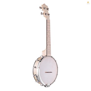 Tosw) คอนเสิร์ต 23 นิ้ว Open-back Banjo Uke 4 String Banjolele Maple Body Okoume คอพร้อมประแจปรับตําแหน่งสะพานไม้บรรทัด