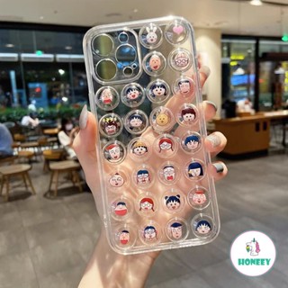 เคสโทรศัพท์มือถือแบบใส กันกระแทก ลายการ์ตูนจิบิ มารุโกะ 3D น่ารัก สําหรับ IPhone 11 12 13 14 Pro Max X XR XS 7 8 Plus