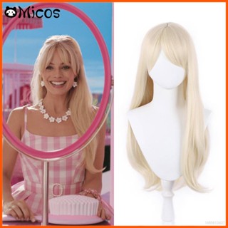 วิกผมยาว คอสเพลย์ ภาพยนตร์บาร์บี้ 2023 Movie Barbie Cosplay Costume wig สีทองอ่อน เหมาะกับของขวัญ สําหรับเด็กผู้หญิง