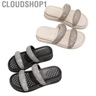 Cloudshop1 Soft Thicken Sole Slipper  Fashionable Rhinestone Women Glittering Open Toe for Outdoor