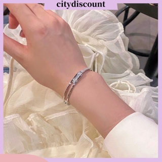 &lt;citydiscount&gt; กําไลข้อมือ ชุบเงิน ประดับพลอยเทียม เรียบง่าย หรูหรา สําหรับผู้หญิง