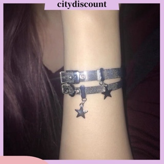 &lt;citydiscount&gt; สร้อยข้อมือ จี้รูปดาว สไตล์พังก์ ปรับได้ ขอบกว้าง เครื่องประดับแฟชั่น สําหรับผู้หญิง