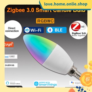 Tuya Zigbee 3.0 หลอดไฟ RGBCW 5W LED หรี่แสงได้ หลายสถานการณ์ รองรับการควบคุมด้วยเสียง ทํางานร่วมกับ Alexa Google Home