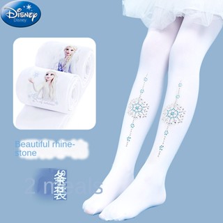 Disney ถุงน่องเต้นรํา สีขาว แฟชั่นฤดูใบไม้ผลิ ฤดูร้อน สําหรับเด็กผู้หญิง 0708