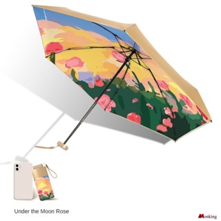 Ultralight Sunscreen Sun Umbrella Women Sunny And Rain Dual-use Folding Anti-uv Six-fold Small Portable Sunshade Umbrella (monkingstore_th)