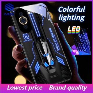 Mg เคสโทรศัพท์มือถือแบบแก้ว พร้อมไฟ LED สีฟ้า สําหรับ Samsung S23ULTRA S23Plus S21Plus S22Plus S22ULTRA S20PLUS A53 A73 A12 A14 A72 A71 A52 A51 A32 A21S NOTE10 10Plus NOTE20ultra