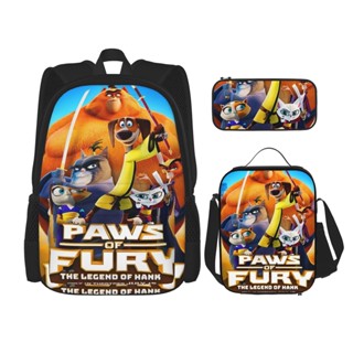 Paws Of Fury 3IN1 กระเป๋าเป้สะพายหลัง กระเป๋านักเรียน ลําลอง + กระเป๋าดินสอ + กระเป๋าอาหารกลางวัน